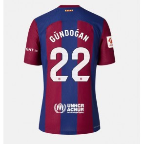 Barcelona Ilkay Gundogan #22 Replica Home Stadium Shirt for Women 2023-24 Short Sleeve
